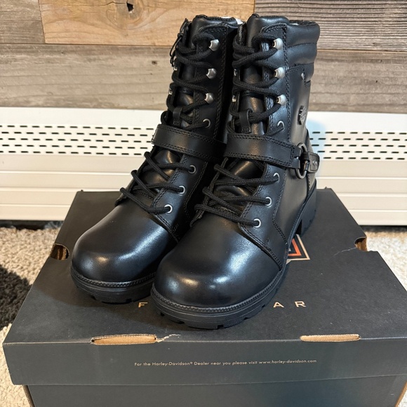 Harley-Davidson Shoes - Harley-Davidson Tegan 6" Lace Harness Boots D84706 – Black – Women’s 10M – NEW